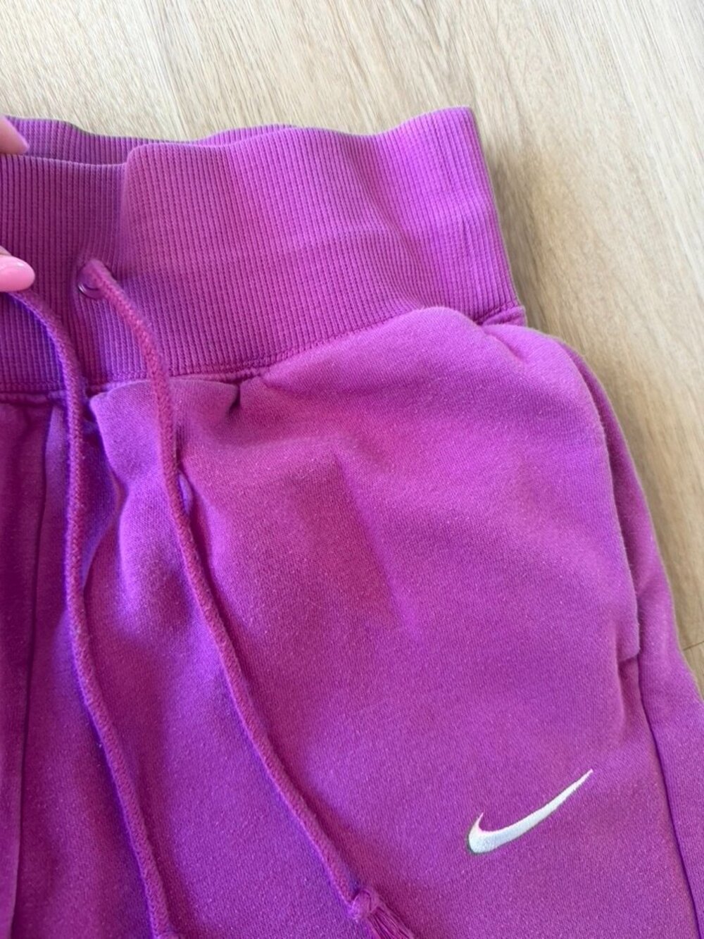 Nike Pink Wide Leg Fleece Sweatpants Womens Small Casual Athleisure Pockets - Picture 8 of 9